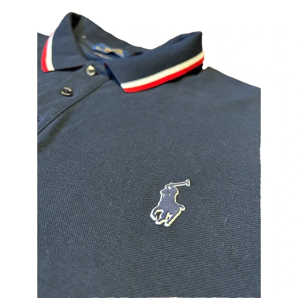 Polo Ralph Lauren Polo‎ Shirt Navy Blue Spell Out Flip Collar Men's 2XL